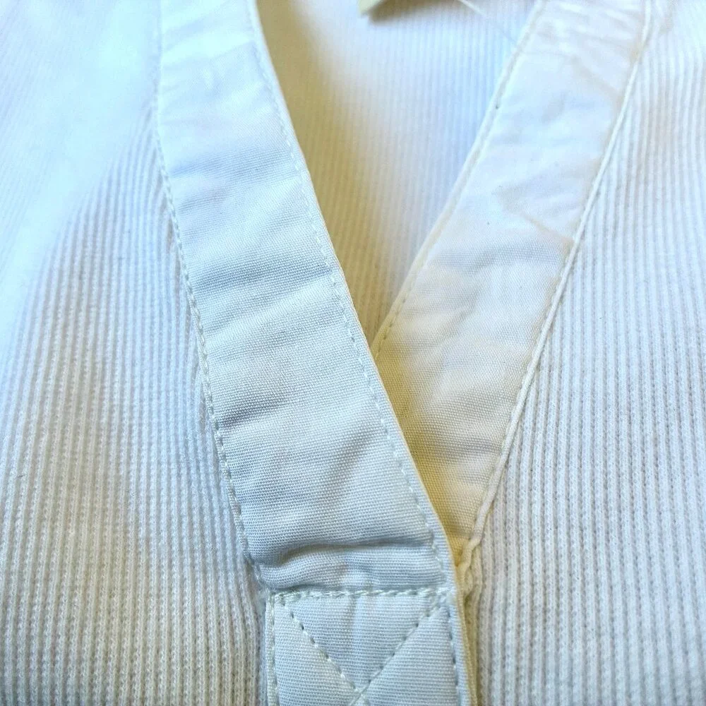 Dolan Anthropologie White Ribbed Top Puff Sleeve Eyelet Womens Medium NEW